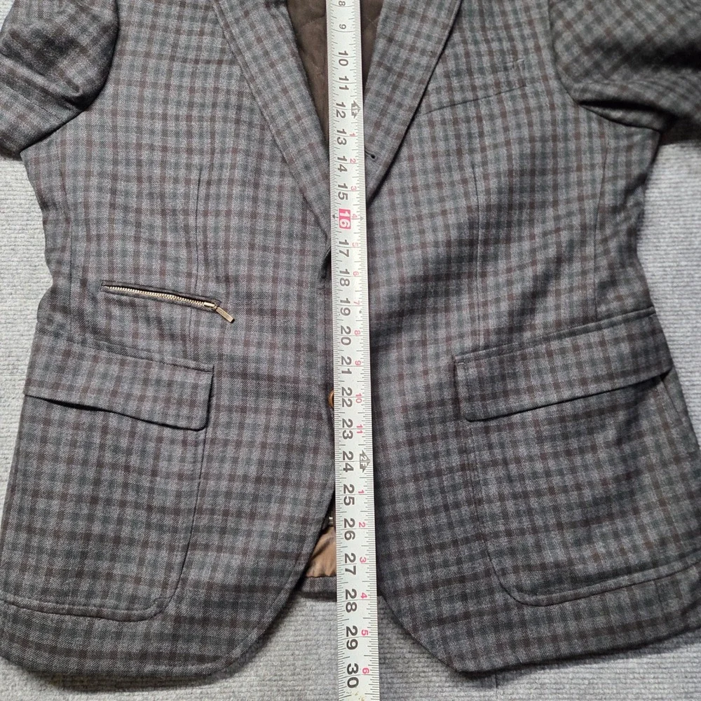 Lanificio di Pray Wool Plaid Blazer Jacket with Removable Bib Grey Brown 44